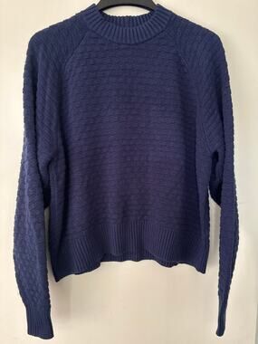 Lululemon Navy Blue Texture Play Sweater Size 8 Cashmere Blend EUC